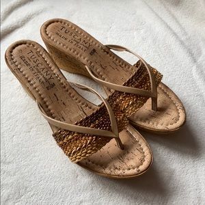 Multi tan wedge sandals